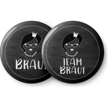 Image 1 of Spielehelden Значки Braut Vintage Моминско парти 12 значки 5, 6 см. екстра големи Подарък за моминско парти (AMZBUTA028) (AMZBUTA028)