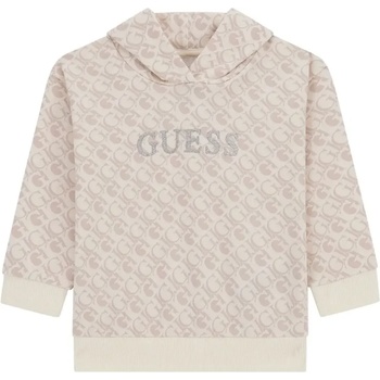 GUESS Суичър без цип в бежово за мини момиче покрит с лога Guess