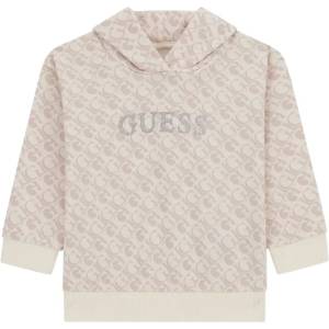 GUESS Суичър без цип в бежово за мини момиче покрит с лога Guess