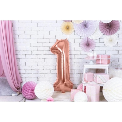 Party Deco FB1M-1-019R Fóliový balón Číslo ružové zlato 86cm 1