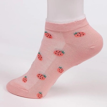 Image 1 of Чорапи в цвят пудра с дантела и ягодки