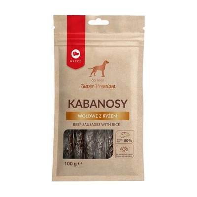 MACED Super Premium Hovädzie kabanosy s ryžou 100 g