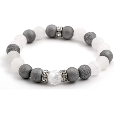 Agato Korálkový náramok z jadeitu a drúz achátu MINK75/17