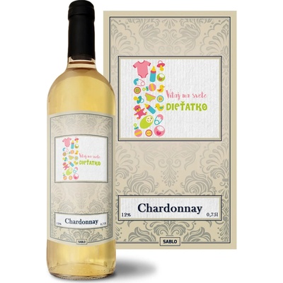 Sablio Vitaj na svete, dieťatko Chardonnay biele suché víno 12 % 0,75 l (čistá fľaša)