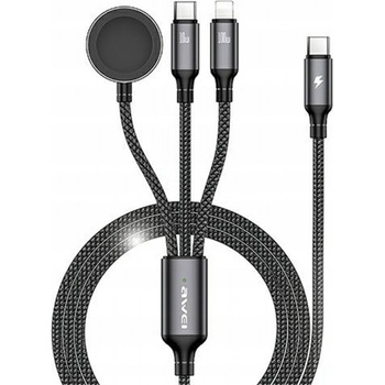Awei W23 Nabíjecí 3v1, 2×USB-C, 5A, 2m, černý