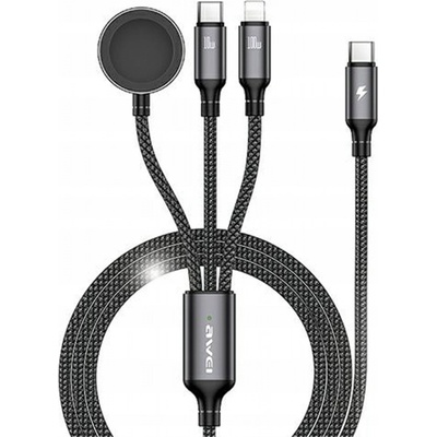 Awei W23 Nabíjecí 3v1, 2×USB-C, 5A, 2m, černý