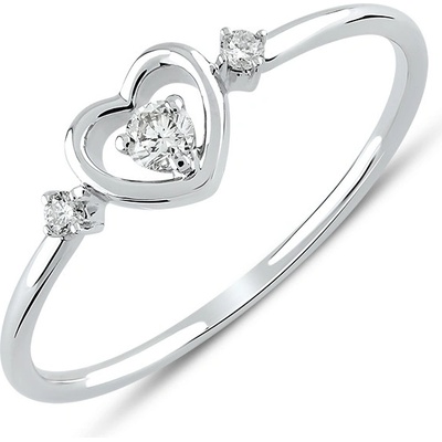Lillian Vassago Briliantový prsten se srdíčky z bílého zlata LLV59-DR071W