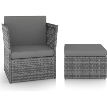 Image 1 of vidaXL Градински стол с табуретка, полиратан, антрацит (48193)