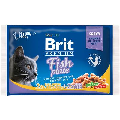 Brit Premium Cat Delicate Fillets in Gravy Cod fish, Salmon and Trout 4 x 100 g