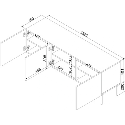Cama PALAZZO BIS 3D 151x40x60 cm