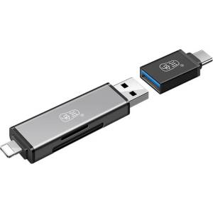 GKK USB и Card Reader за iPhone/iPad/Mac (Lightning), Сив (6945484703341)