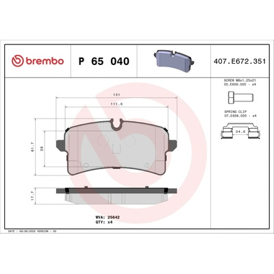 BREMBO Súprava brzdových doštičiek P 65 040