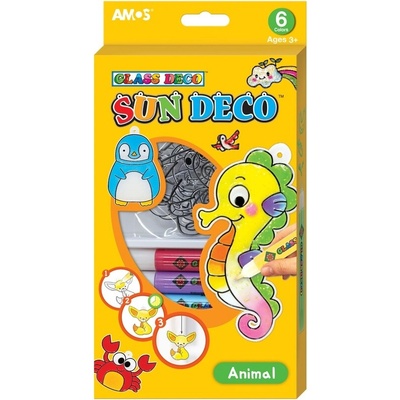 Barvy na sklo sada 6 barev 10,5 ml + 6 sklíček Zvířátka 6408
