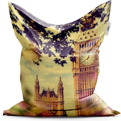 Sablio Sedací vak Classic Londýn Big Ben Flowers 200x140 cm
