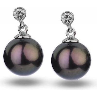 Eppi Čierne sladkovodné perly v náušniciach s diamantmi Clyantha E32267
