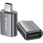 Techsuit - Премиум OTG адаптер SlateVolt (A10) - USB 3.0 към Type-C, 5Gbps, 3A, цинкова сплав, поддръжка за Thunderbolt 3 - сив