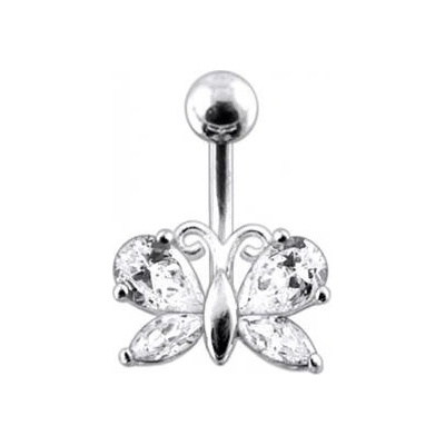 Šperky4U stříbrný piercing do pupíku motýlek BP01207-C