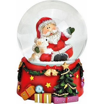 WURM Коледен снежен глобус Дядо Коледа с куче, 6x7x9 см (2114)