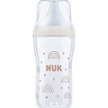 Nuk Шише Nuk Perfect Match - Temperature control, PP, 260 ml, размер М, дъга (10216015)