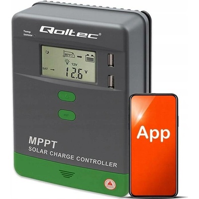 Qoltec Solární regulátor nabíjení MPPT 20A 12V 24V LCD 2 x USB