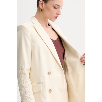 ERMANNO Firenze сако с двуредно закопчаване дамско с лен (D48EI023ER3)