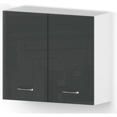 Голд - Аполо Горен кухненски шкаф с 2 врати и рафт Алис g13 80 см антрацит гланц