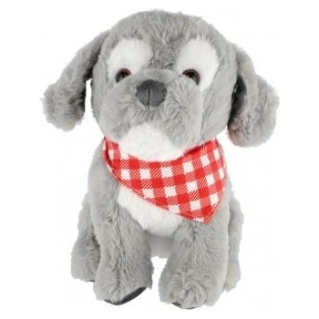 Teddies Сиво плюшено кученце с шал 26см