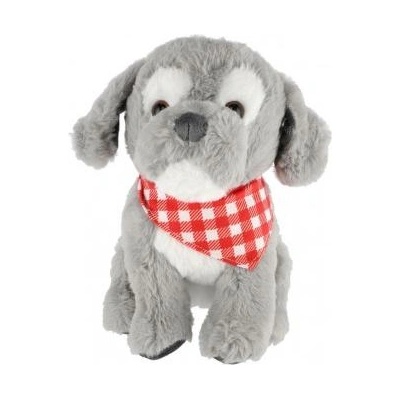 Teddies Сиво плюшено кученце с шал 26см