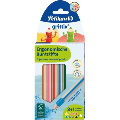 Pelikán Griffix silné pastelky 8 barev + bílá 9ks 00700856