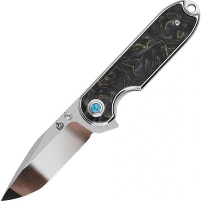 QSP Knife Nebula 14C28N, mirror polish, Brass Copper mesh resin, Linerlock QS168-E