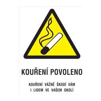 Plechová cedule, Kouření povoleno 120x160 mm