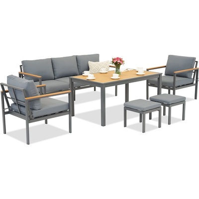 Garden Point Алуминиев комплект Sines с пуфове Garden Point антрацит (GAP1408)