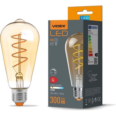 VIDEX LED žárovka filament AMBER E27 4W ST64 stmívatelná teplá bílá