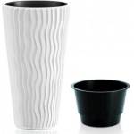 Prosperplast Саксия Prosperplast Sandy Slim S449, 39 × 39 × 70, 8 см, бяла