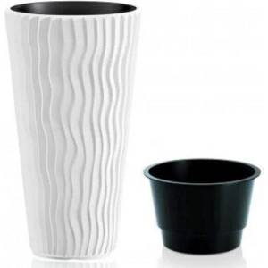 Prosperplast Саксия Prosperplast Sandy Slim S449, 39 × 39 × 70, 8 см, бяла