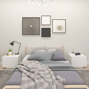vidaXL Нощно шкафче, бяло, 100x35x40 см, инженерно дърво (3082765)
