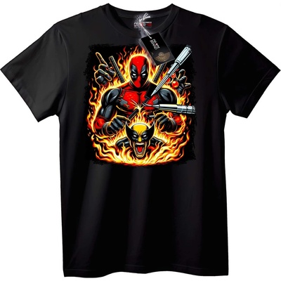 NOONEBRAND Тениска Deadpool & Wolverine огън - 6XL, Black