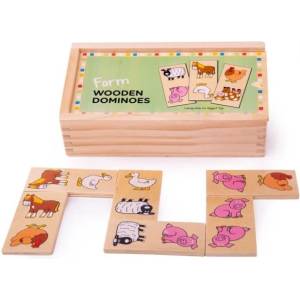 Bigjigs Toys Дървено домино ферма (BJ736)