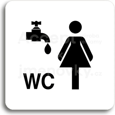 ACCEPT Piktogram umývárna, WC ženy - bílá tabulka - černý tisk bez rámečku