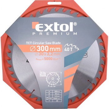 EXTOL PREMIUM pilový kotouč s SK plátky, 300x2,2x30mm, 40T, šířka SK plátků 3,2mm