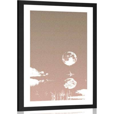 Plakát s paspartou odraz měsíce - 40x60 silver