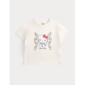 Marks & Spencer Тениска Hello Kitty от чист памук (2-8 години) Marks & Spencer в бяло Marks & Spencer | Bezhov | Момичешки | 2-3 години