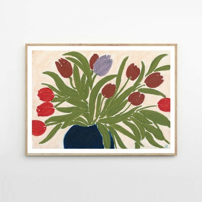 Moikka Plakát Tulips in a Blue Vase by Anine Cecilie Iversen 21x29,7 (A4)