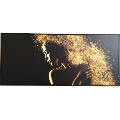 Bondecor Obraz na plátně v rámu černozlatý "Woman" 134x59cm
