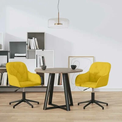 vidaXL 3103386 Otočná samet / Žlutá 2 ks