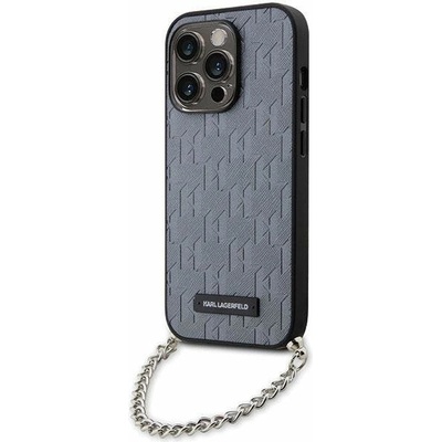KARL LAGERFELD Кейс Karl Lagerfeld KLHCP14XSACKLHPG за iPhone 14 Pro Max 6.7", сребрист / сребрист, твърд, Saffiano Monogram Chain (KF001644-0)