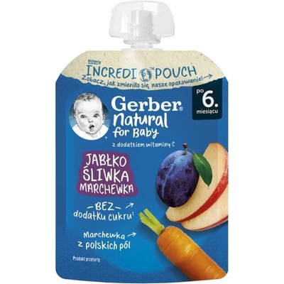 Gerber Пауч Ябълка, Слива и Морков 80г