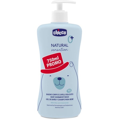 CHICCO Šampon na vlasy a tělo Natural Sensation s aloe a heřmánkem 750 ml, 0 m+