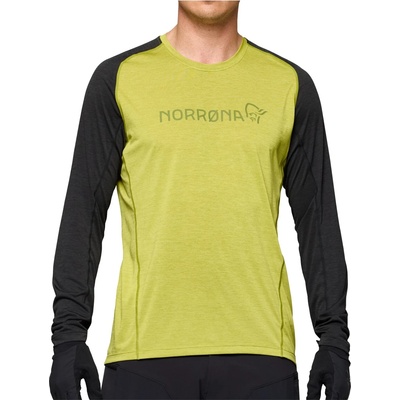 Norrøna Мъжка фланелка с дълъг ръкав за колоездене Norrøna Fjørå Equaliser Lightweight Long Sleeve Cycling jersey - Golden Lime / Caviar Black (056-3661-0512)