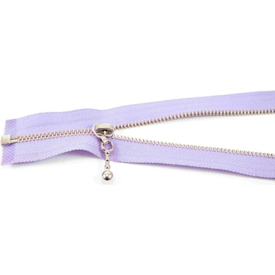 Deliteľný kovový strieborný zips č.3 viac farieb - dĺžka (30 - 85 cm) fialová 65 cm